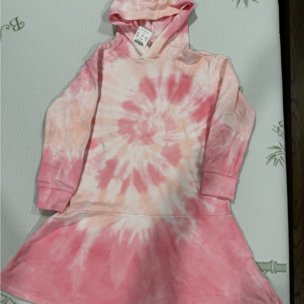 Crewcuts Pink and White Cuffed Sleeve Casual Dress